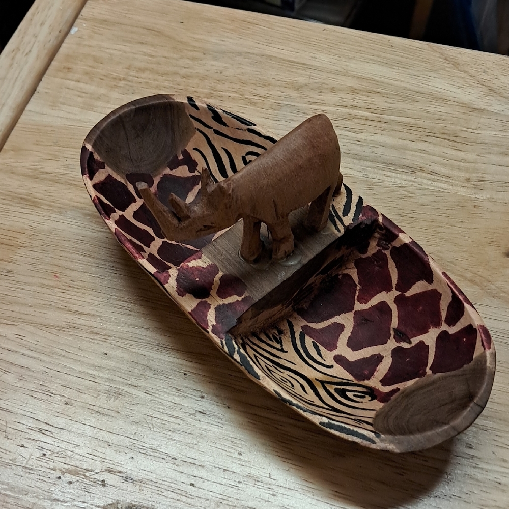 Handcrafted Wooden Rhino Bowl